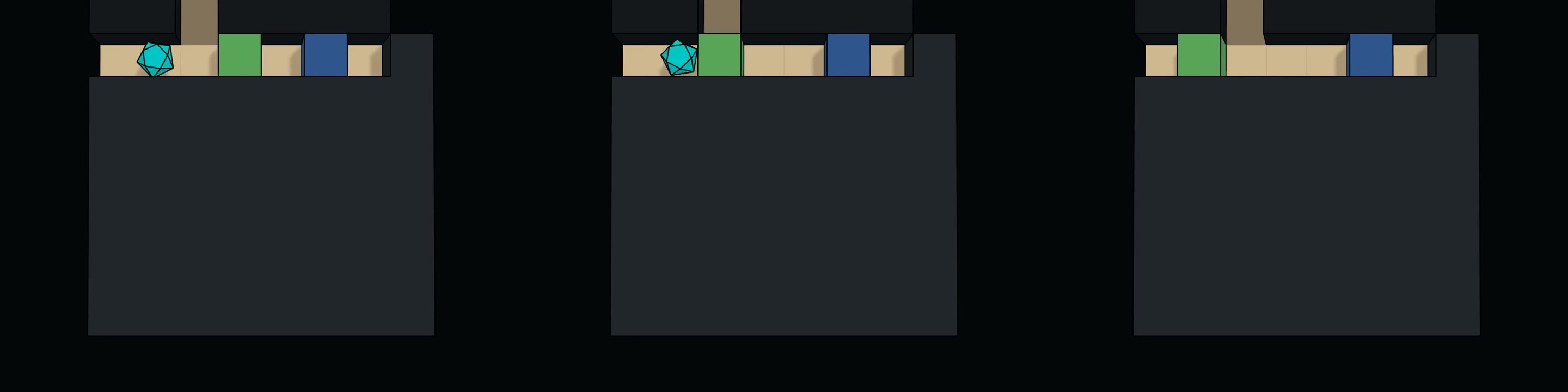 Player at the starting position, with the gem to the left