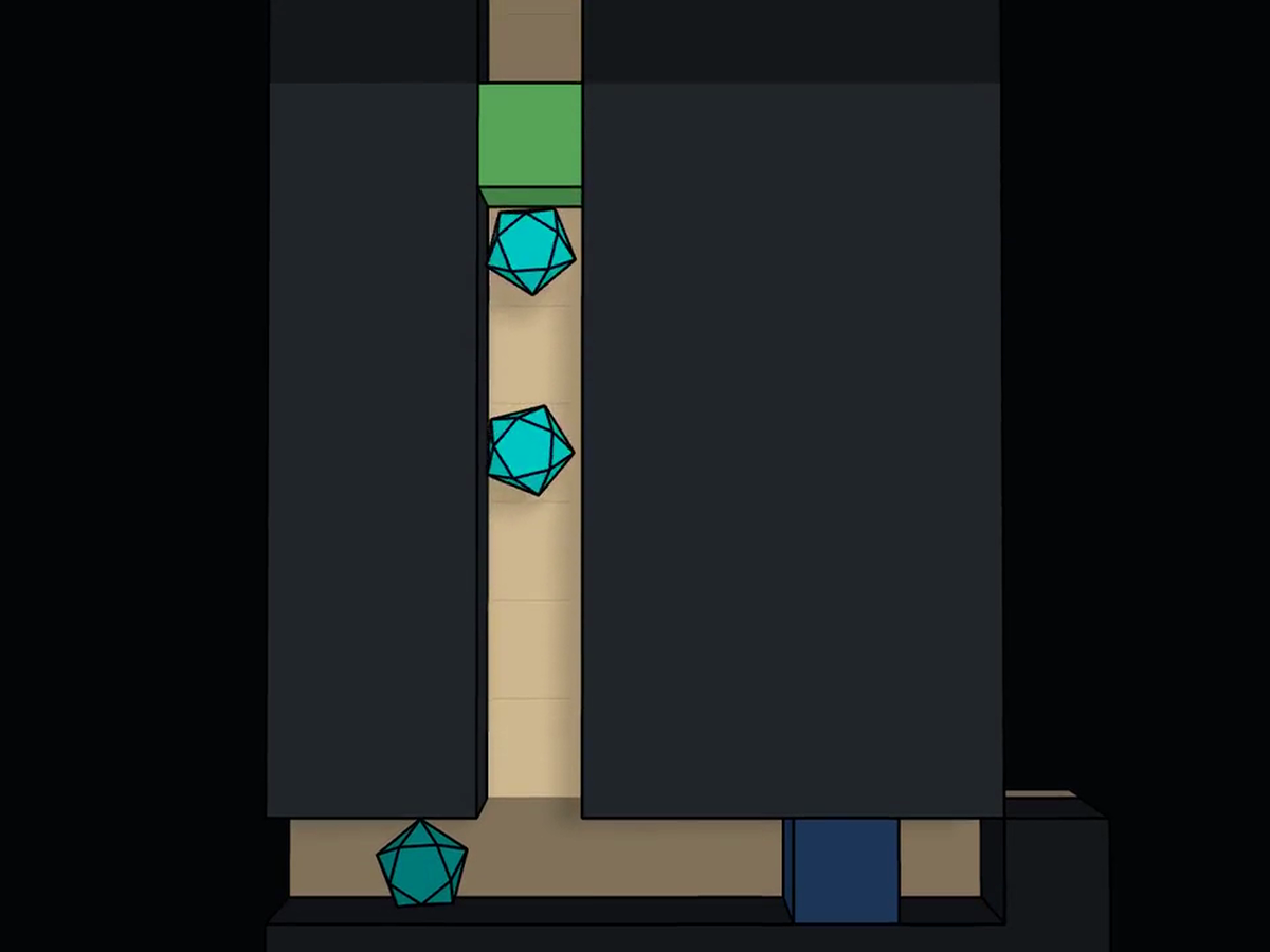 Qwen between an anonymous gem and a block in the MazeBench engine