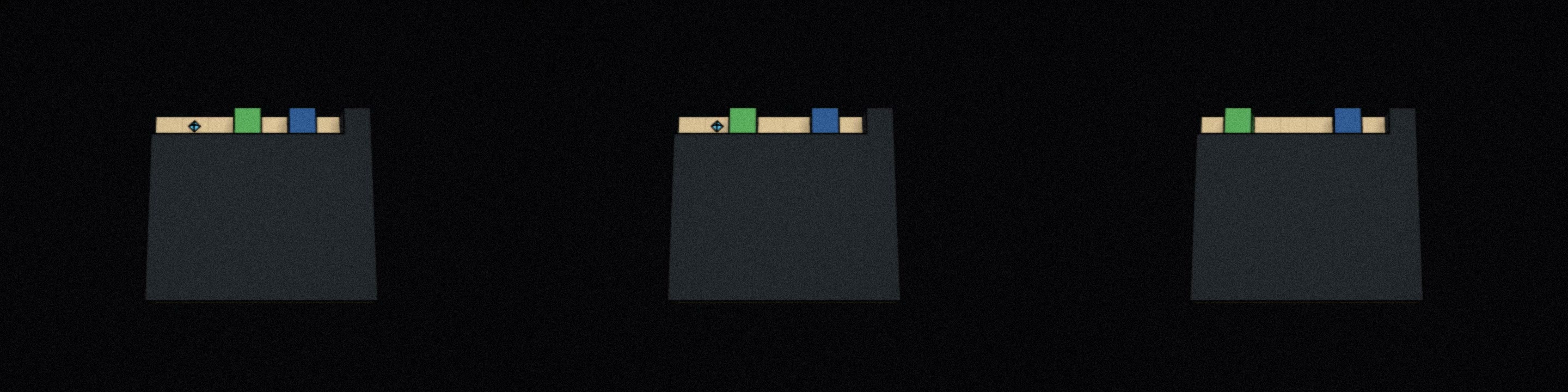 Reward question: player between the gem on the left and block on the right