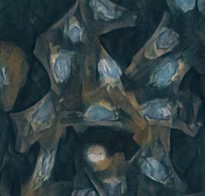 A photo of cells stylized in the manner of Picasso.